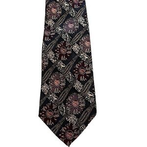 The British Museum Floral Mixed Print Silk Tie, Blue Gold & Purple